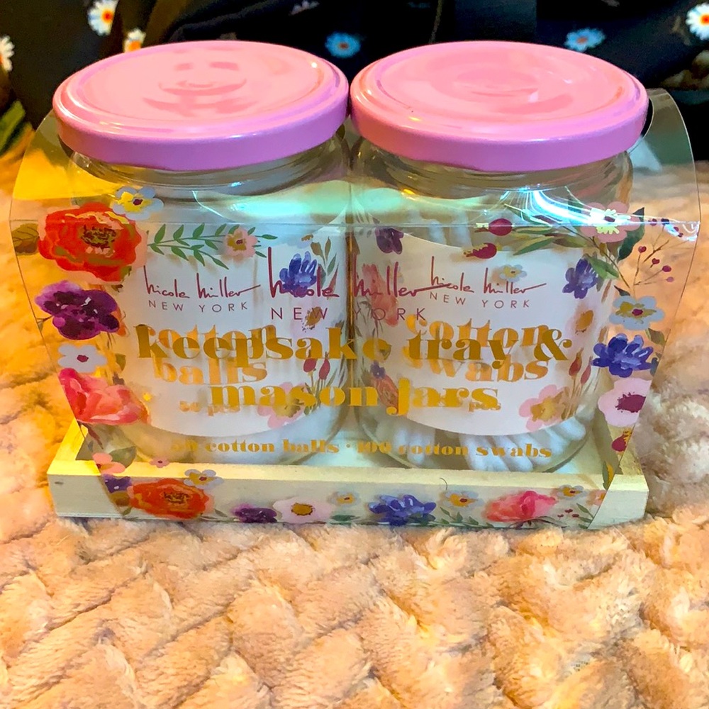 Cotton ball & cotton swab containers by Nicole Miller in mason jars
